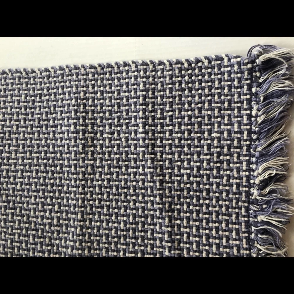 PURPLE & white Braided Throw Mat w/ Fringe